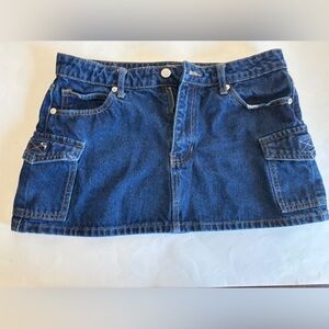 Refrain Jean Skirt - Women’s Denim, Cargo, Micro-Mini Skirt. Size 7/28